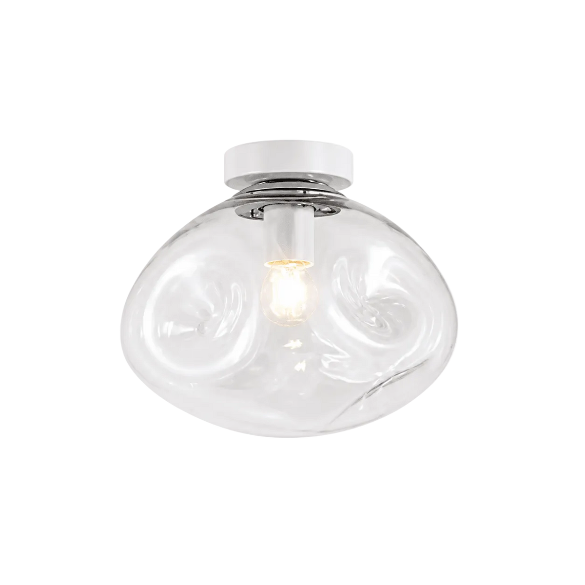 Large Glass Molten Ceiling Light – Clear Glass and White