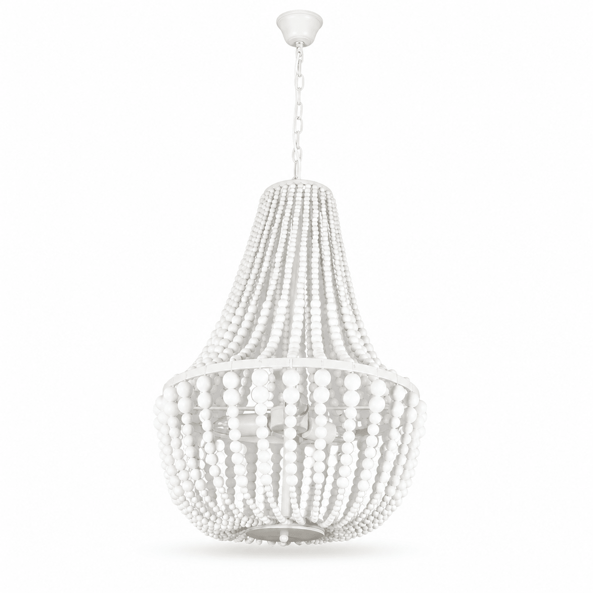 White Beaded 3-Light Chandelier