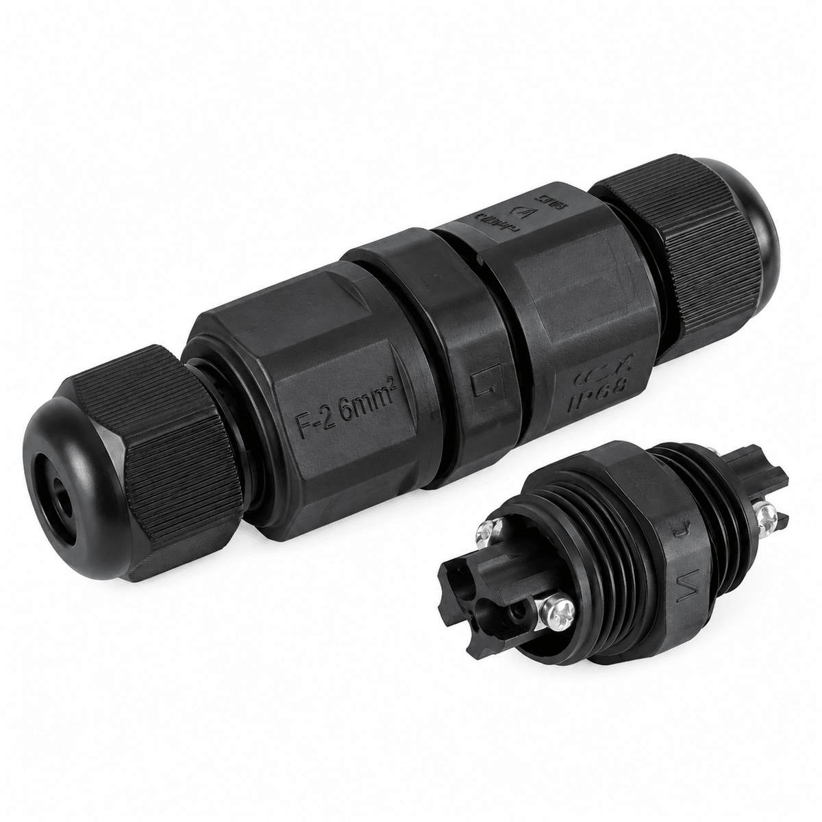 3 Pole IP68 Waterproof Cable Connector - 2 Pack