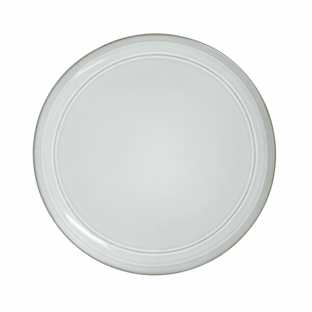 Light grey round side plate with raised concentric rim