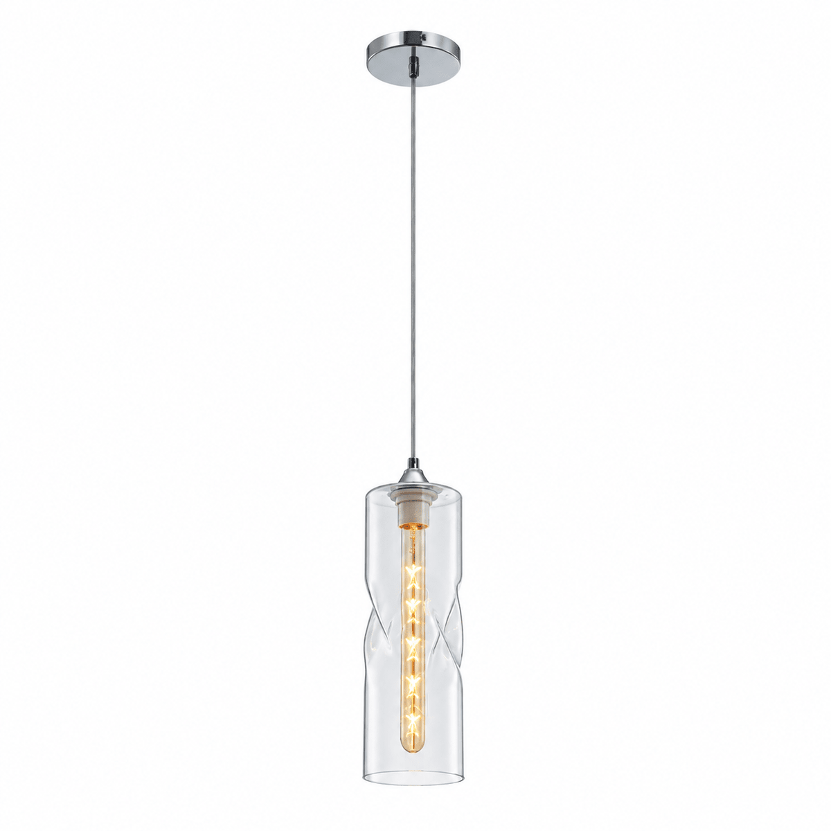 Twisted Glass Clear Pendant Light
