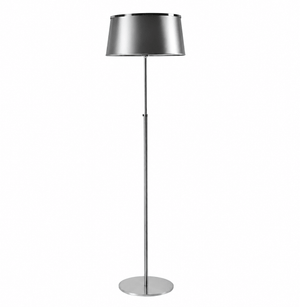 Satin chrome floor lamp with silver shade and adjustable height