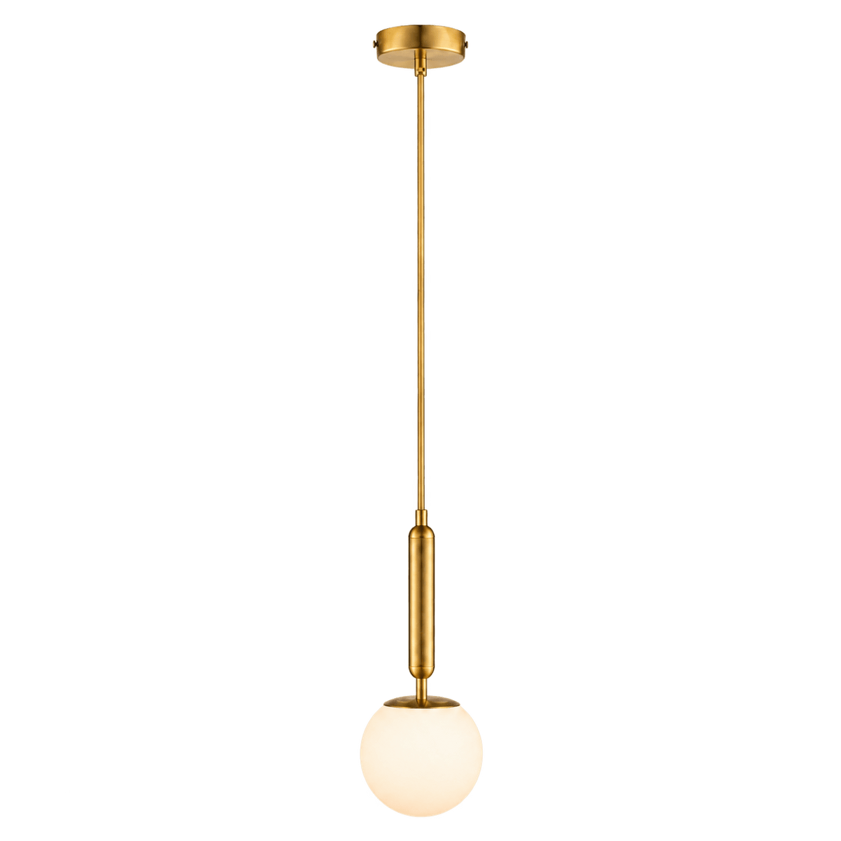 Fizz Pop Small Frosted White Glass & Antique Brass Pendant