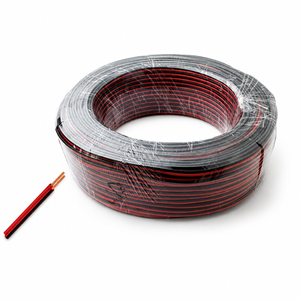 0.2mm black/red ripcord wire coiled in a circular shape with a cut end visible.