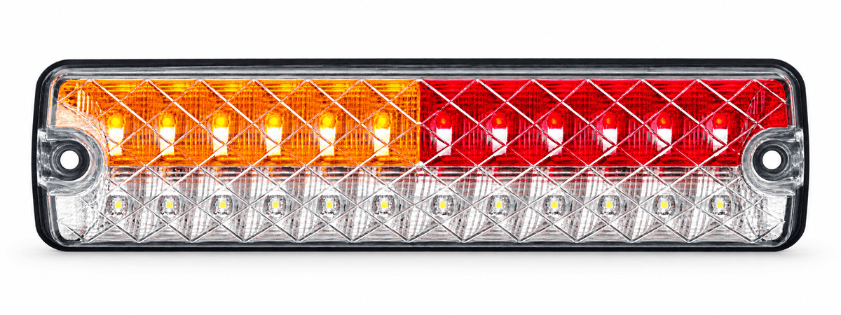 Slim LED truck and trailer tail light on a white background