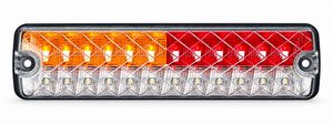 Slim LED truck and trailer tail light on a white background