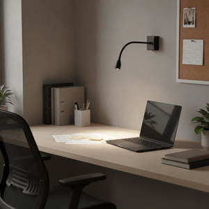 LED Wall Light -Black 1W Goose Neck Reading Light