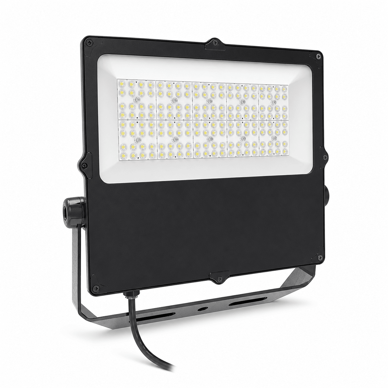 Thor 100W Coastal Floodlight with a sleek black design, showcasing multiple LED lights for bright illumination.
