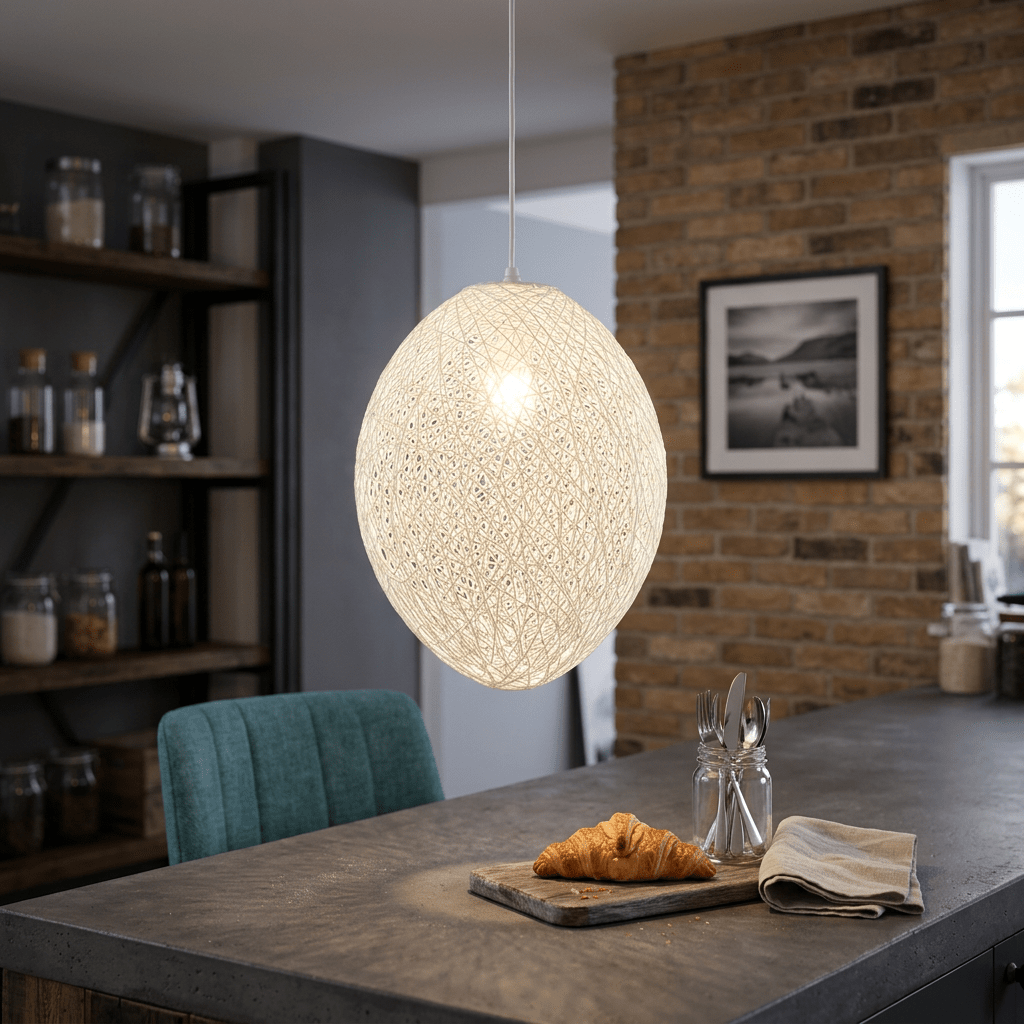 White Egg Twine Pendant Light