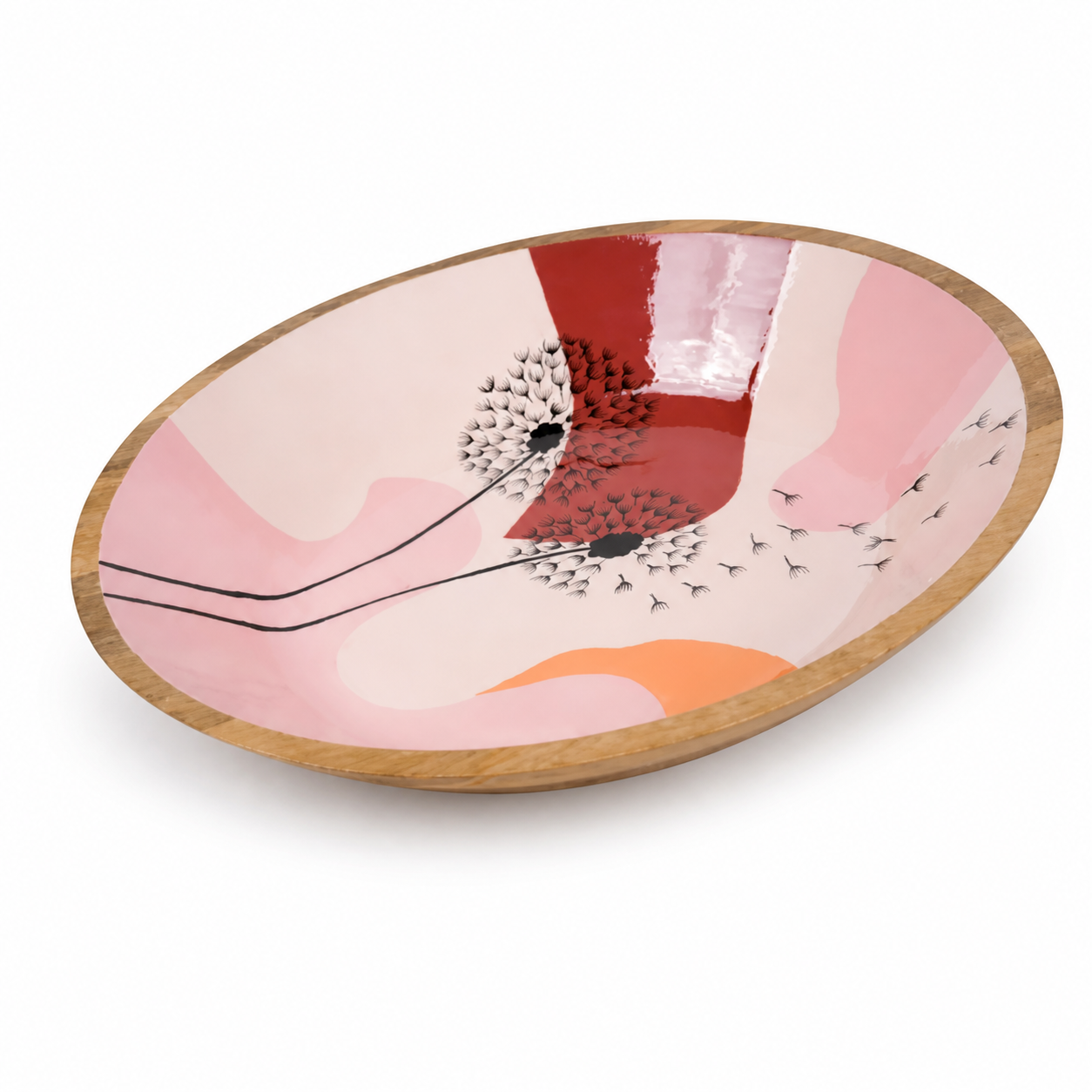 Wooden Bowl Dandelion Pattern