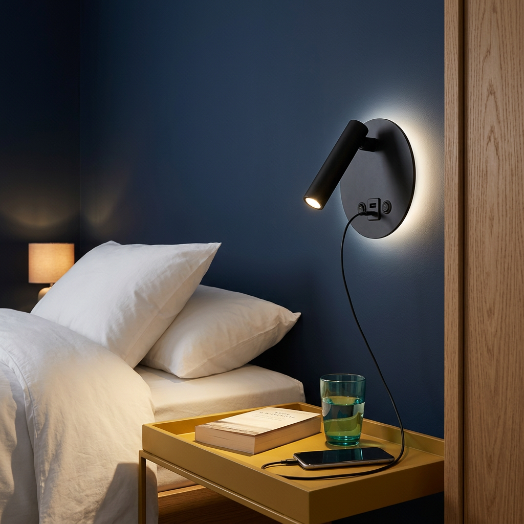 Black LED Reading Light with Backlight, USB & USB-C