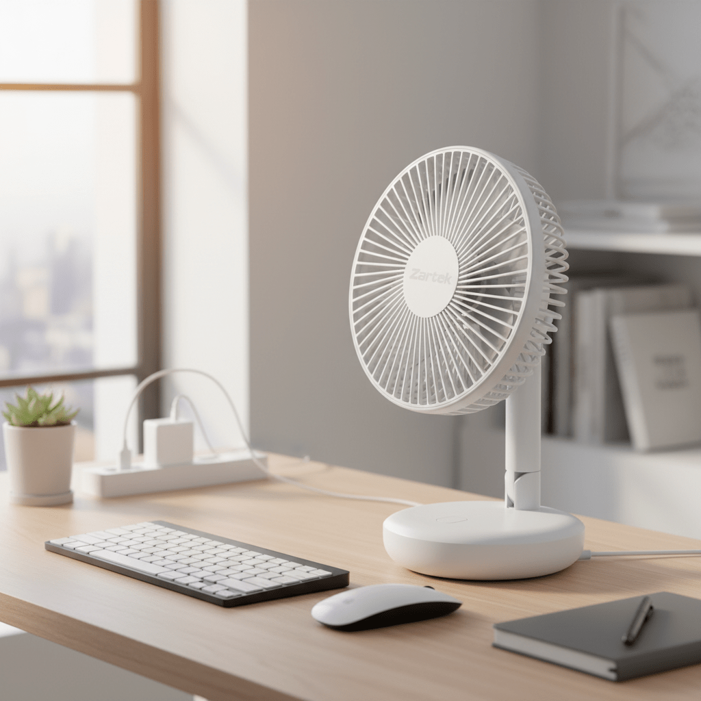 Rechargeable Portable Folding Desk Fan - White - product image 2