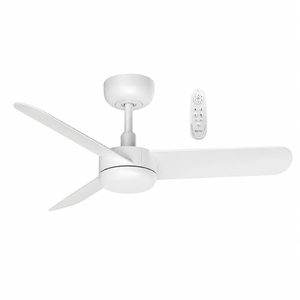 Alaric 3 Blade 35" white ceiling fan with remote control, showcasing a sleek modern design.
