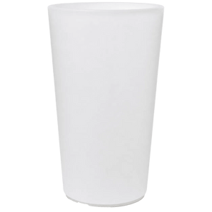 A tall, cylindrical planter in a smooth, frosted white finish, with a slightly flared top edge.