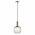 40W Jackie Cut Glass Pendant light with textured glass and satin nickel detail, suspended from a ceiling.