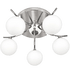 5-Light Polished Chrome Chandelier with White Glass