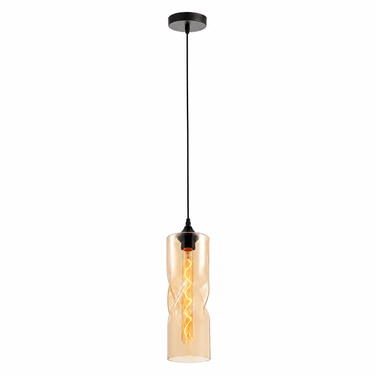 Twisted Glass Amber Pendant Light
