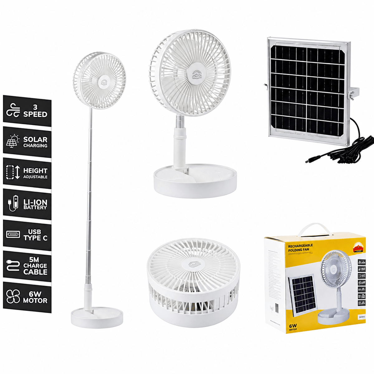 Rechargeable Portable Folding Fan (Solar)
