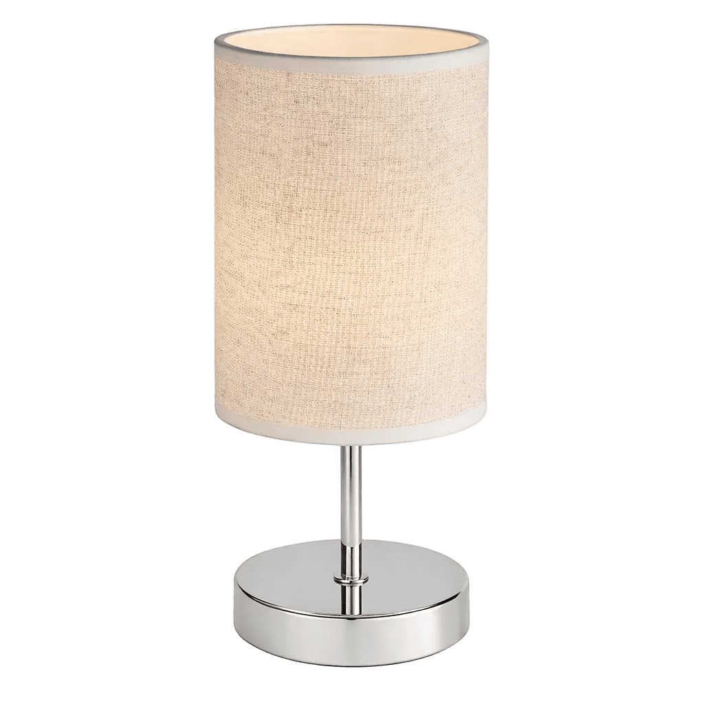 Polished Chrome, Hessian Shade Table Lamp