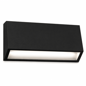 Compact black LED foot light with a sleek design, ideal for outdoor steps and hallways.