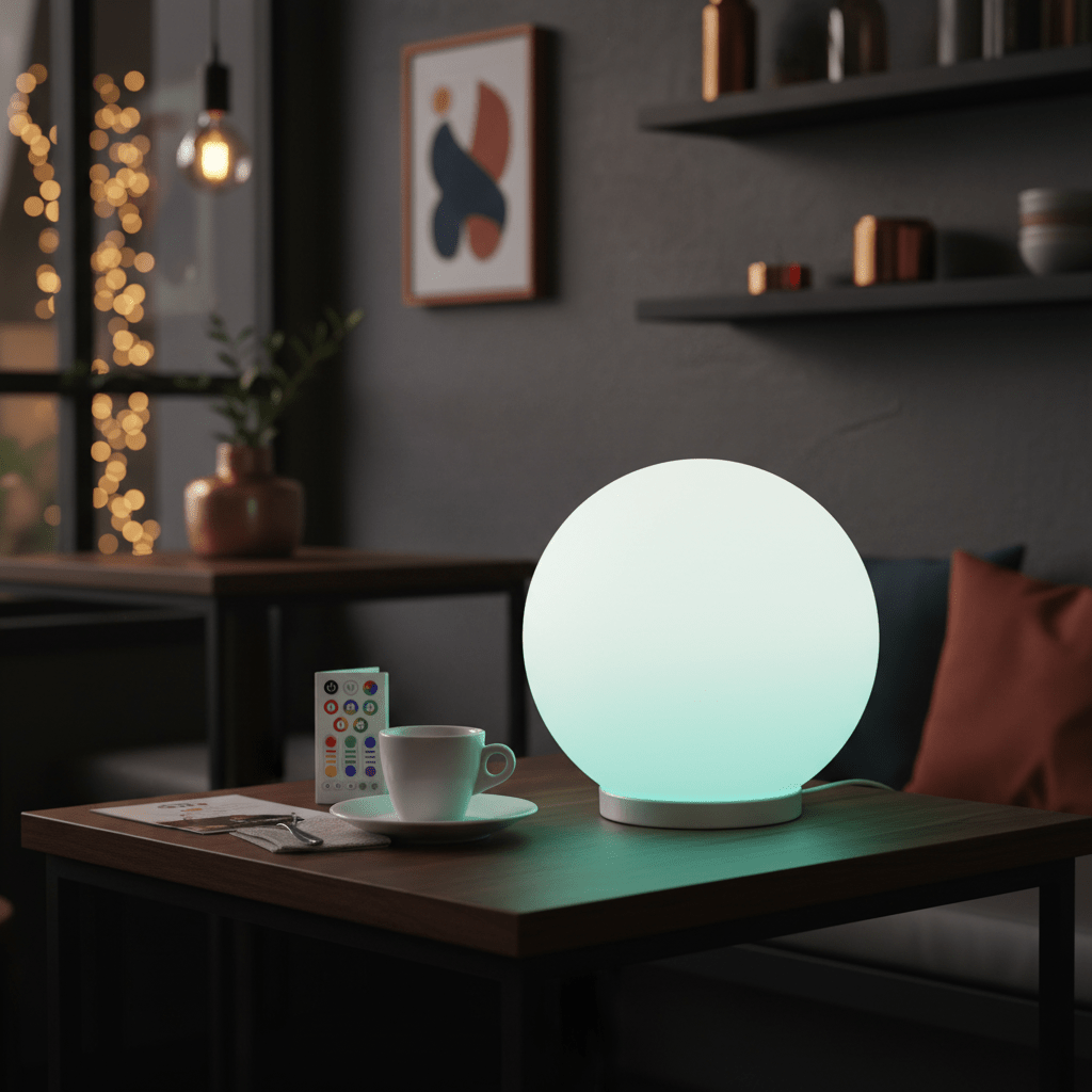 Creative colour-changing LED lighting behind shelves furniture and television units