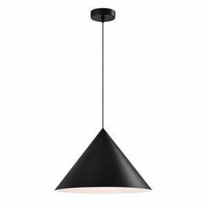 Black pendant light on a white background