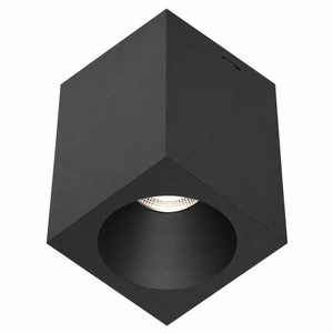 Black geometric ceiling light fixture on a white background