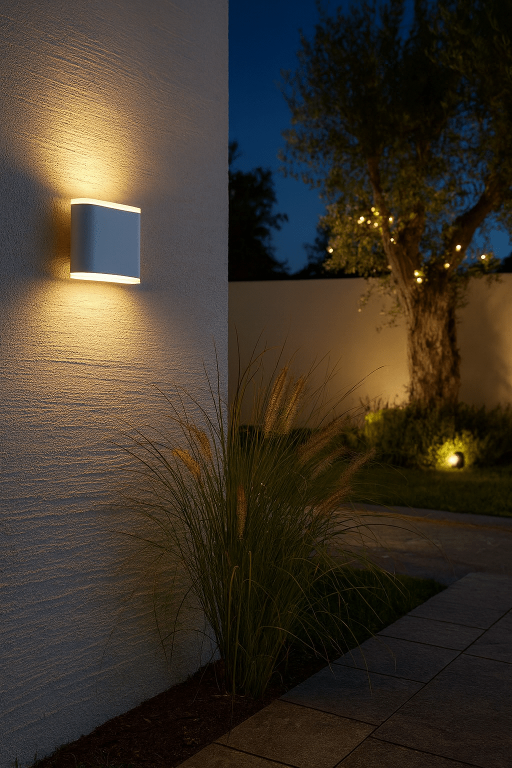 Matt White LED Wall Light IP54 Warm White