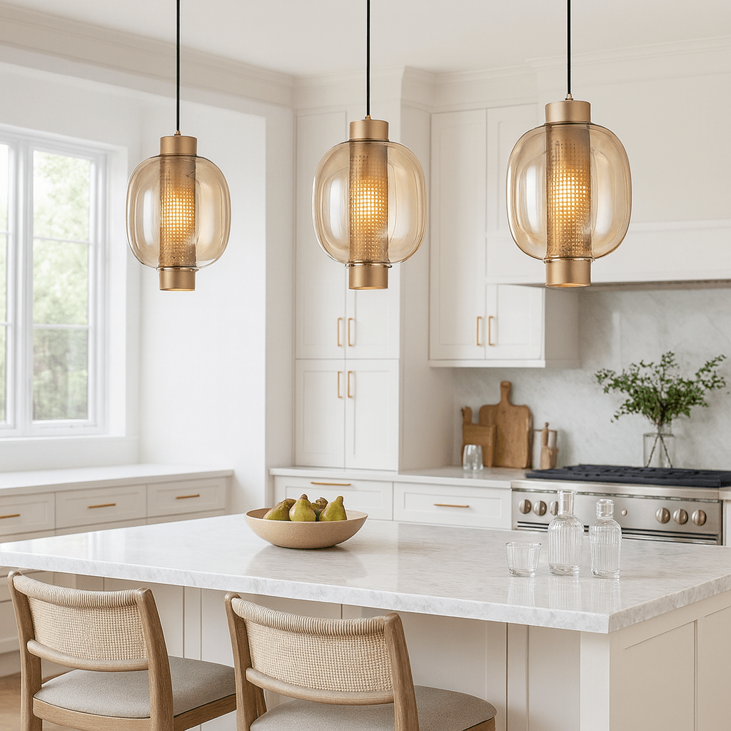 Chicago Large Gold Glass Pendant