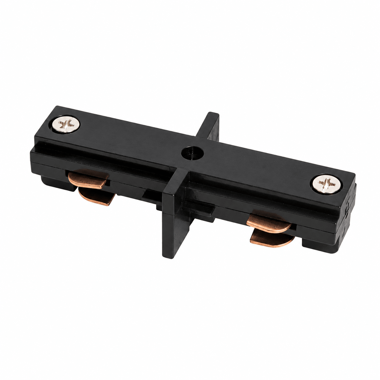 Black 35W Bazuka 3-wire track connector with metal contacts for indoor lighting setups.