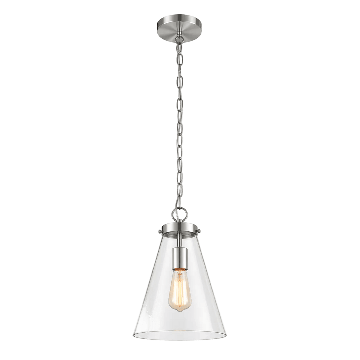 Small Cone Satin Chrome Pendant Light