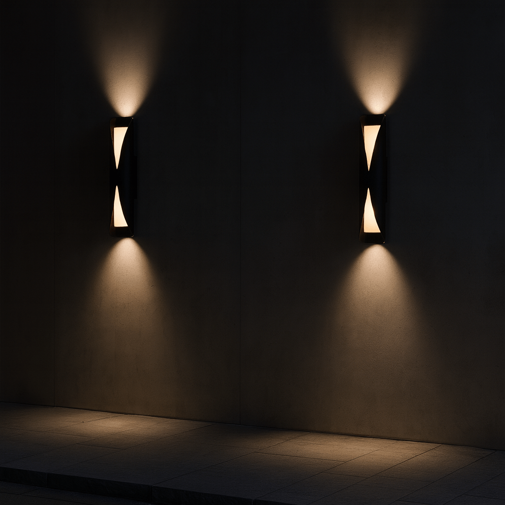 Outdoor Wall Light - Black Metal with Opal Glass