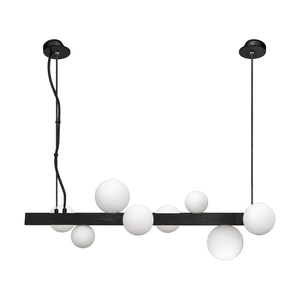 Fantasy G9 Pendant Light - Black with eight globes on white background