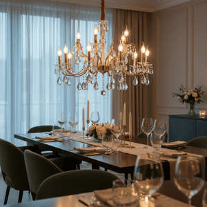 15 Light Iron, Glass & Crystal Chandelier - additional product image