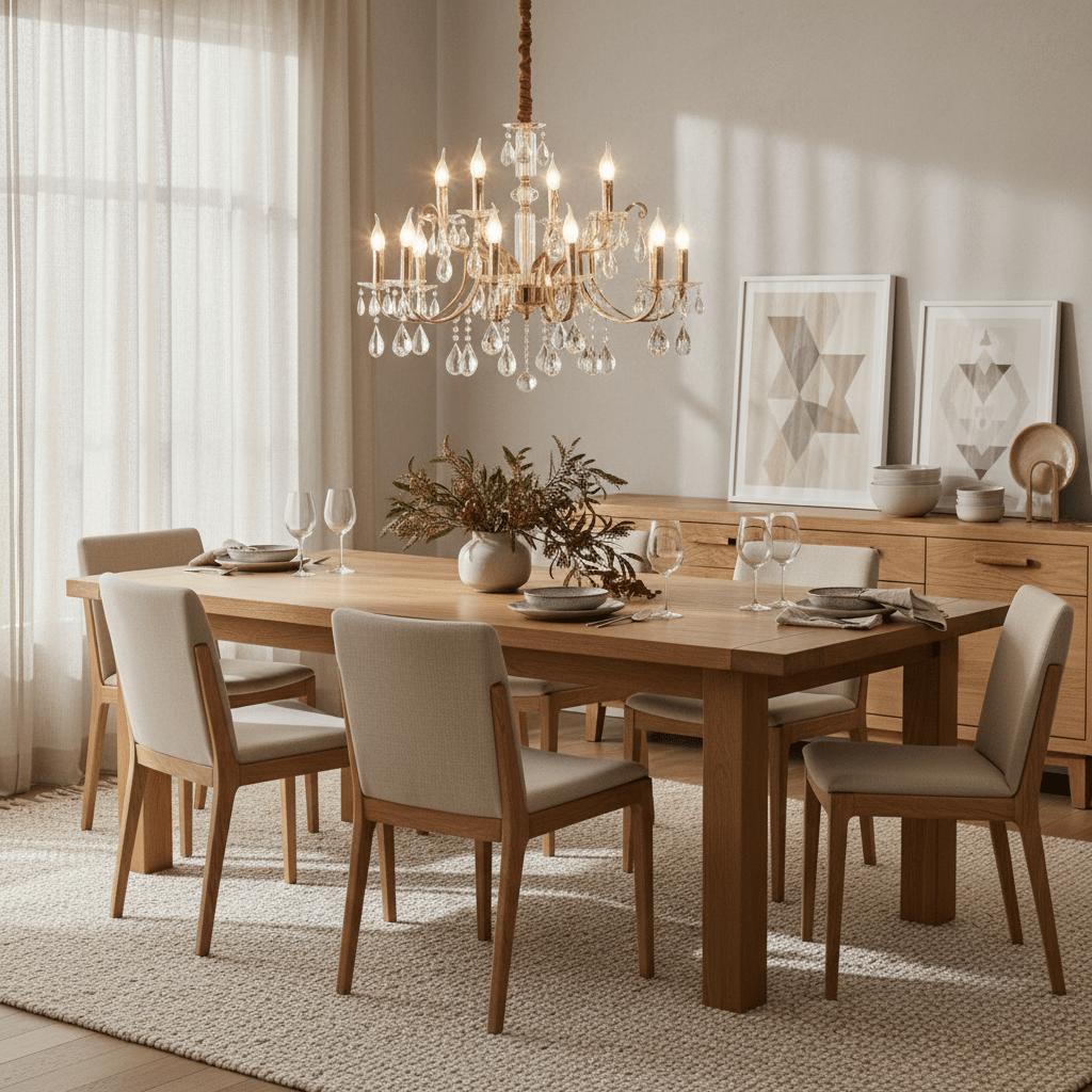 15 Light Iron, Glass & Crystal Chandelier - additional product image