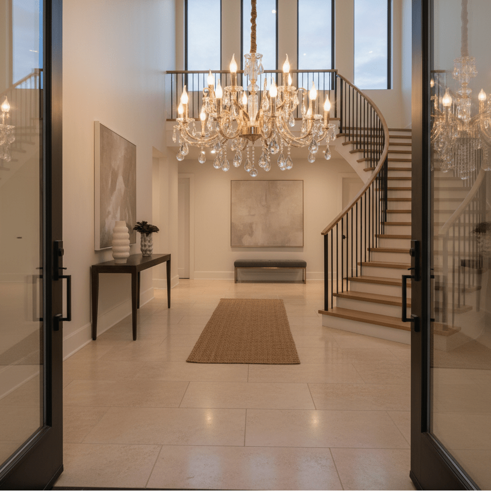 15 Light Iron, Glass & Crystal Chandelier - additional product image