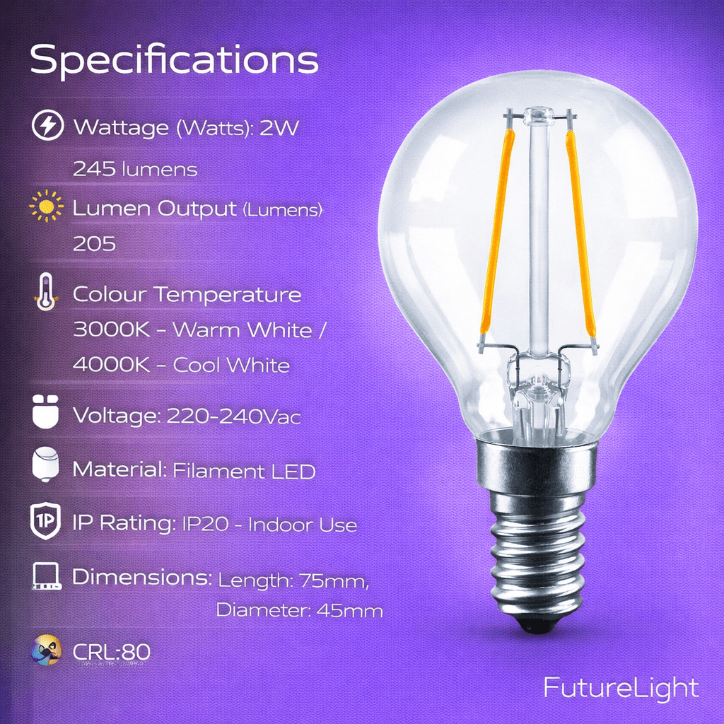 LED Bulb - 2W Filament LED Golf Ball (G45)