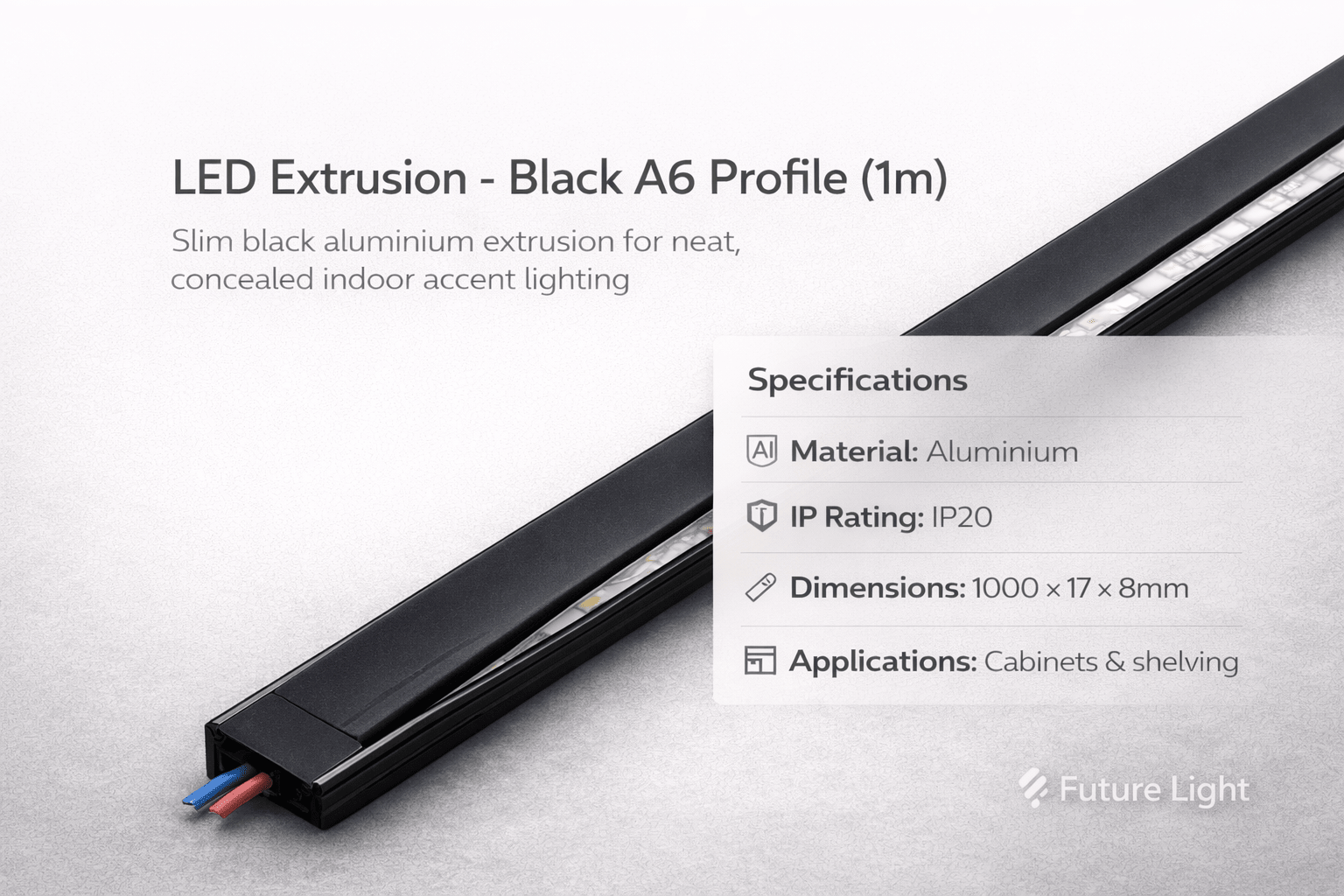 LED Extrusion - Black A6 Profile (1m)
