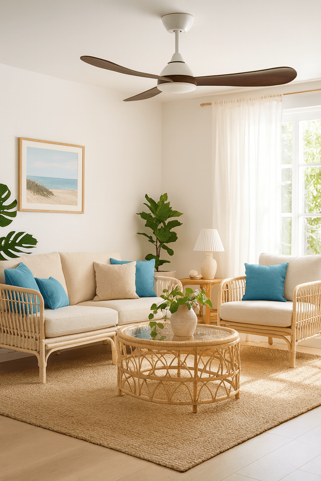 White & Dark Wood Ceiling Fan