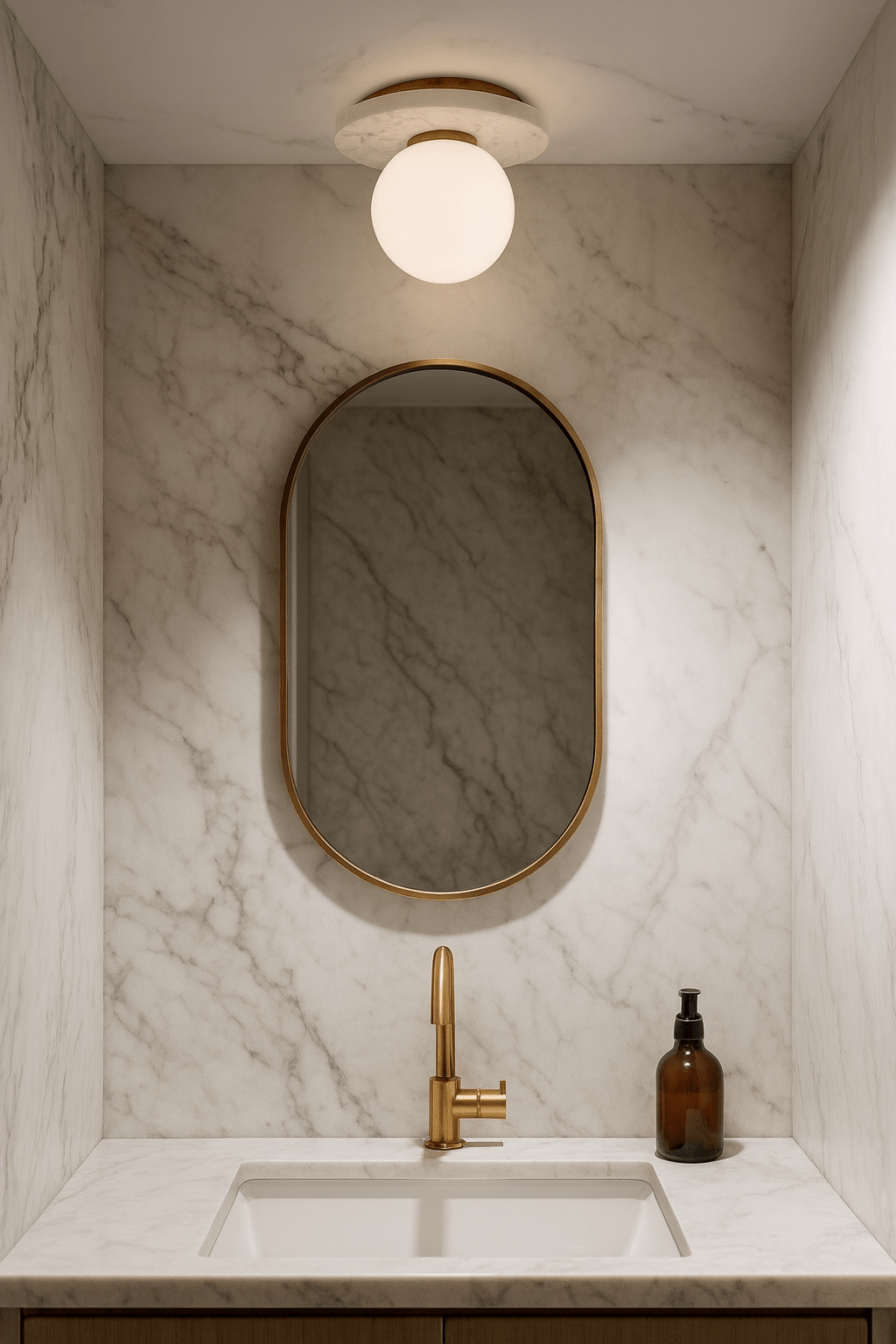 Pascal White Marble Ceiling Light