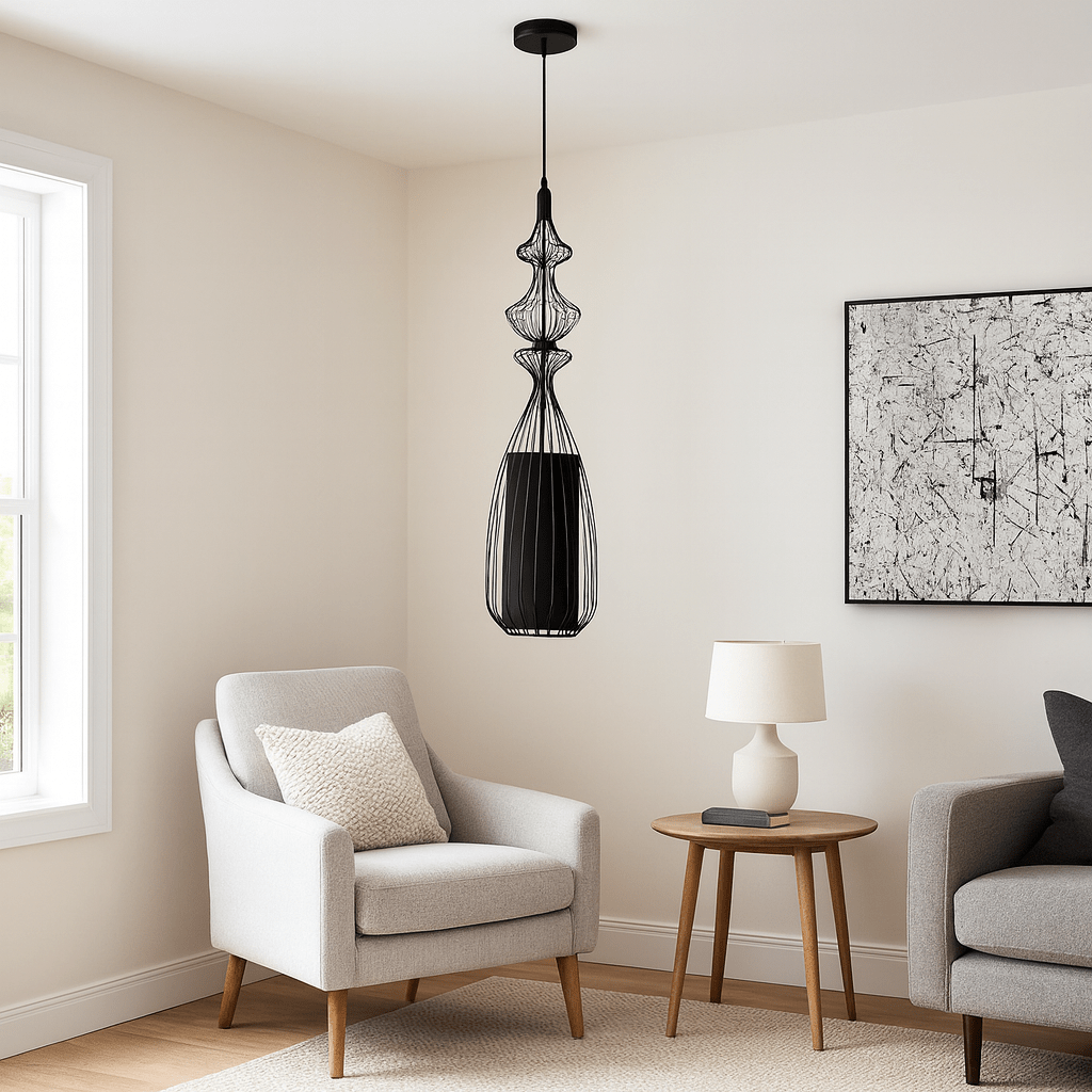 Tokyo 3 Black Wire Frame Pendant