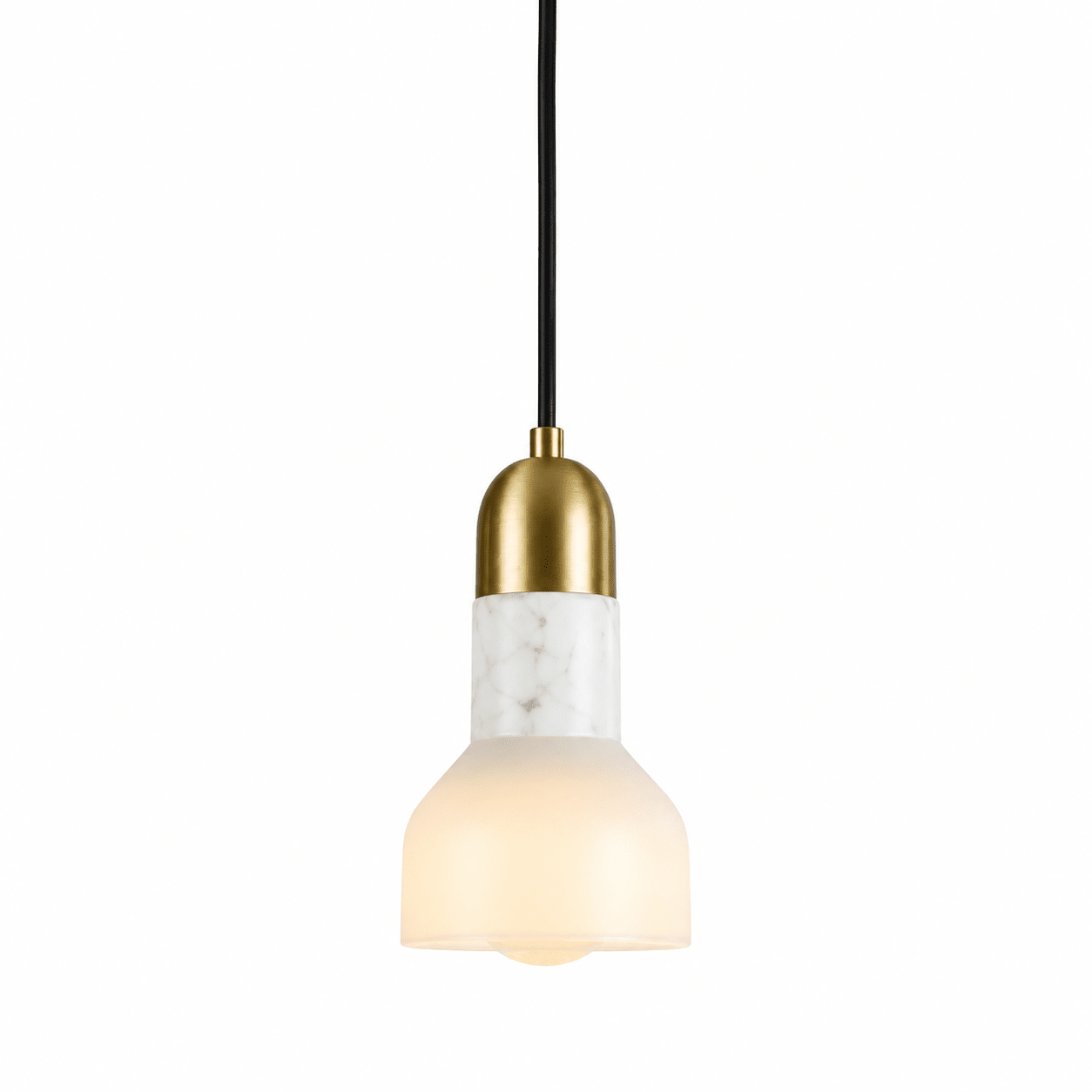 Retro Y White Marble & Gold Pendant