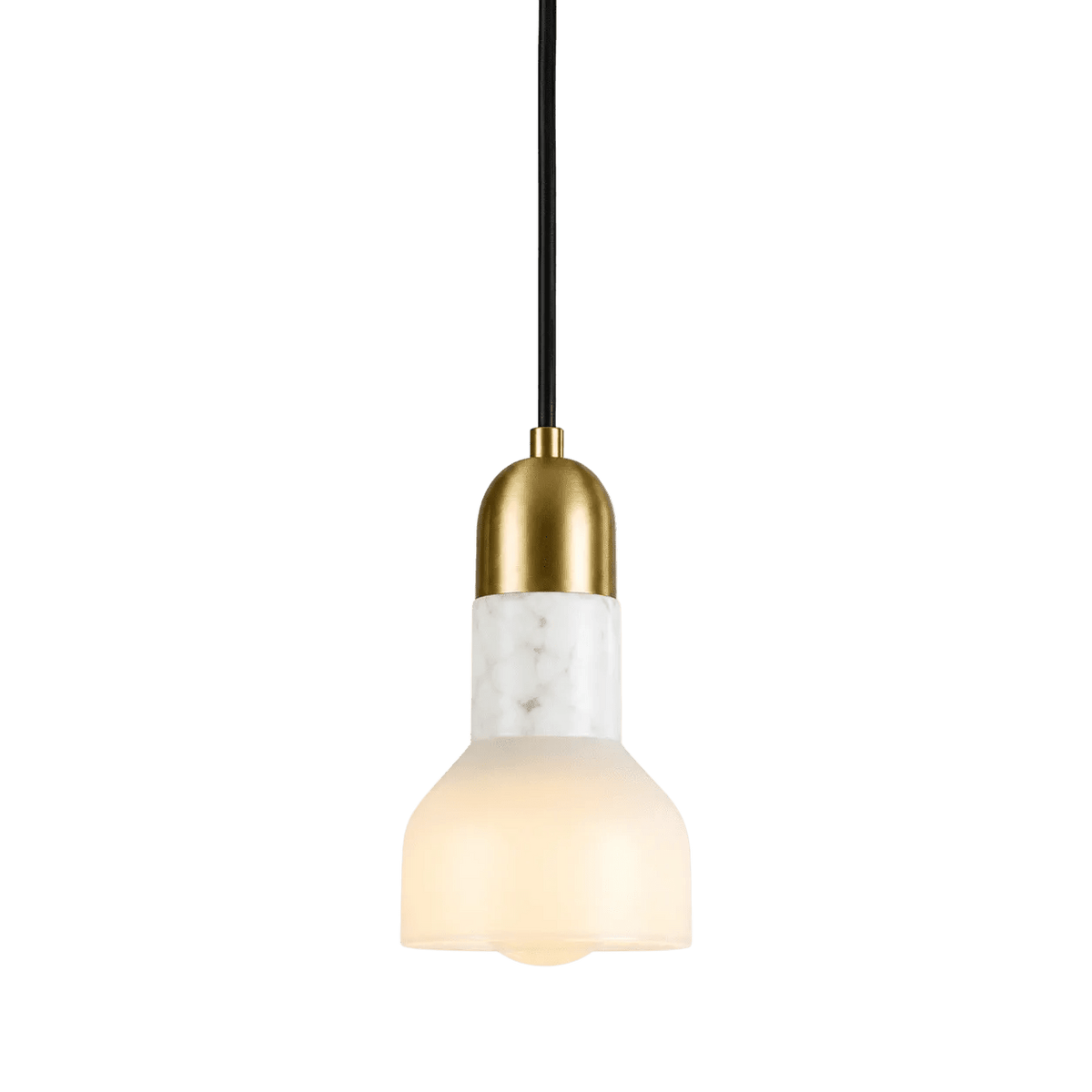 Retro Y White Marble & Gold Pendant