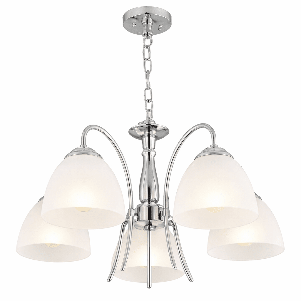 Chandelier Polished Chrome with Frosted Glass 5-Light