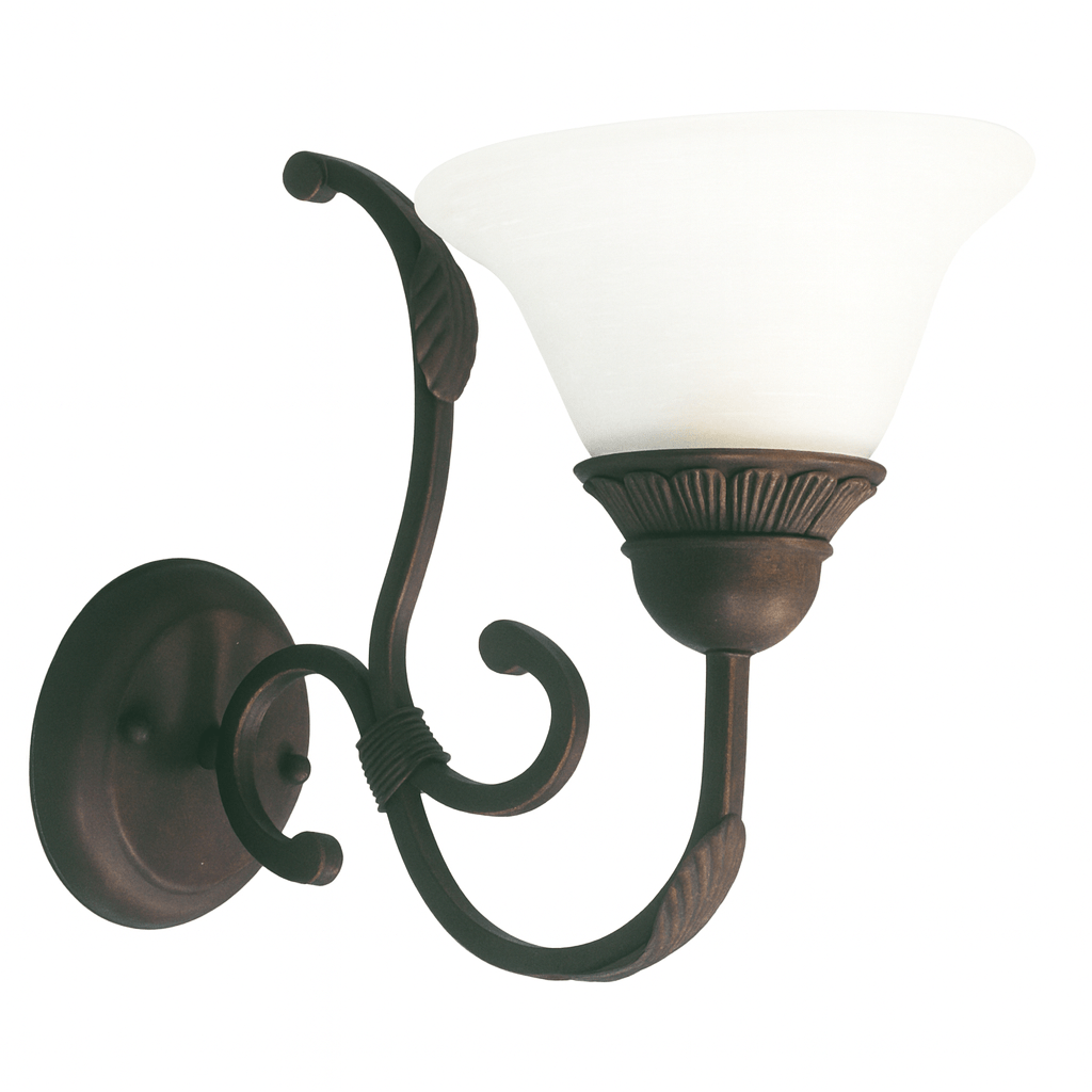 Rust Metal Indoor Wall Light Alabaster Glass