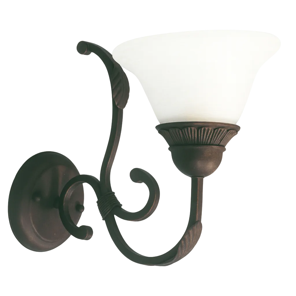 Rust Metal Indoor Wall Light Alabaster Glass