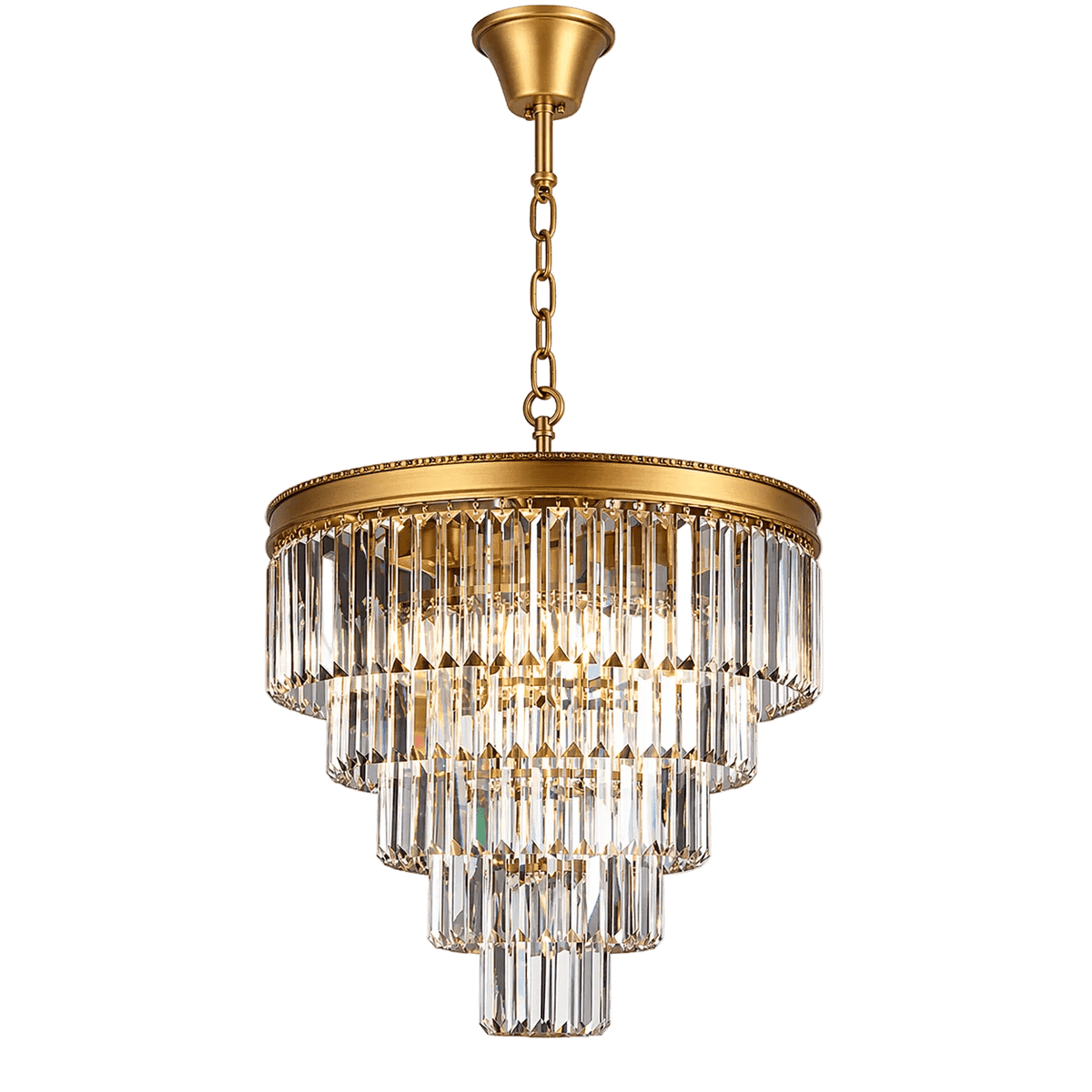 Satin Gold 5 Tier Crystal Chandelier