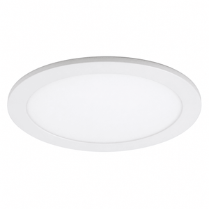 Round, white recessed LED downlight with a smooth surface, designed for modern indoor lighting.