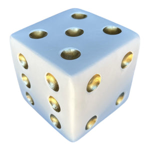 Figurine Craft - Small White And Gold Dice - Future Decor