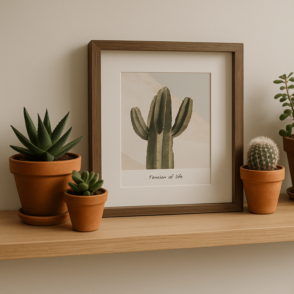 Floating Cactus Art Frame in Dark Brown - Future Decor